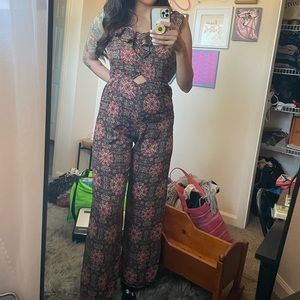 Black and red printed jumpsuit